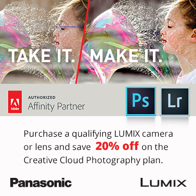 Purchase a qualifying LUMIX camera or lens and save 20% off on the Creative Cloud Photography plan