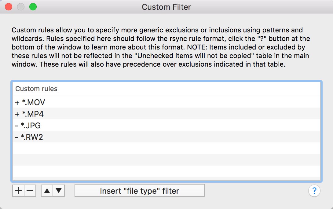 The Carbon Copy Cloner Custom Filter menu lets you determine exactly what will and won't be copied