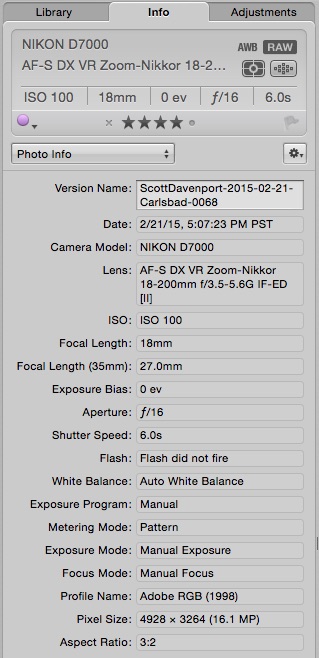 lightroom view photo metadata